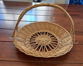 Wicker basket with handles