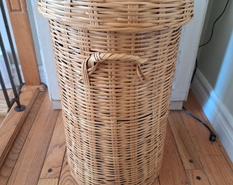 Vintage wicker laundry basket