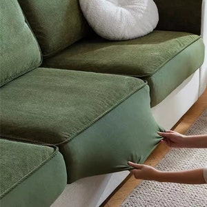 Green Chenille Fitted Sofa cover Stretchy Cushion Cover Beige Fitted Sofa cover Chenille Sofa Cover Pets Sofa Protector Non-Slip Slipcovers