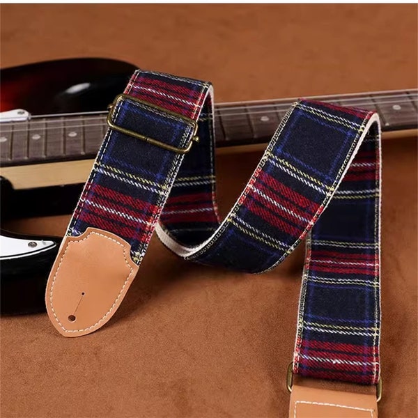 Vintage Red Striped Guitar Strap Handmade Guitar Strap Electric Guitar Strap Player Gift Adjustable Bass Strap Gift For Her Flamenco Strap