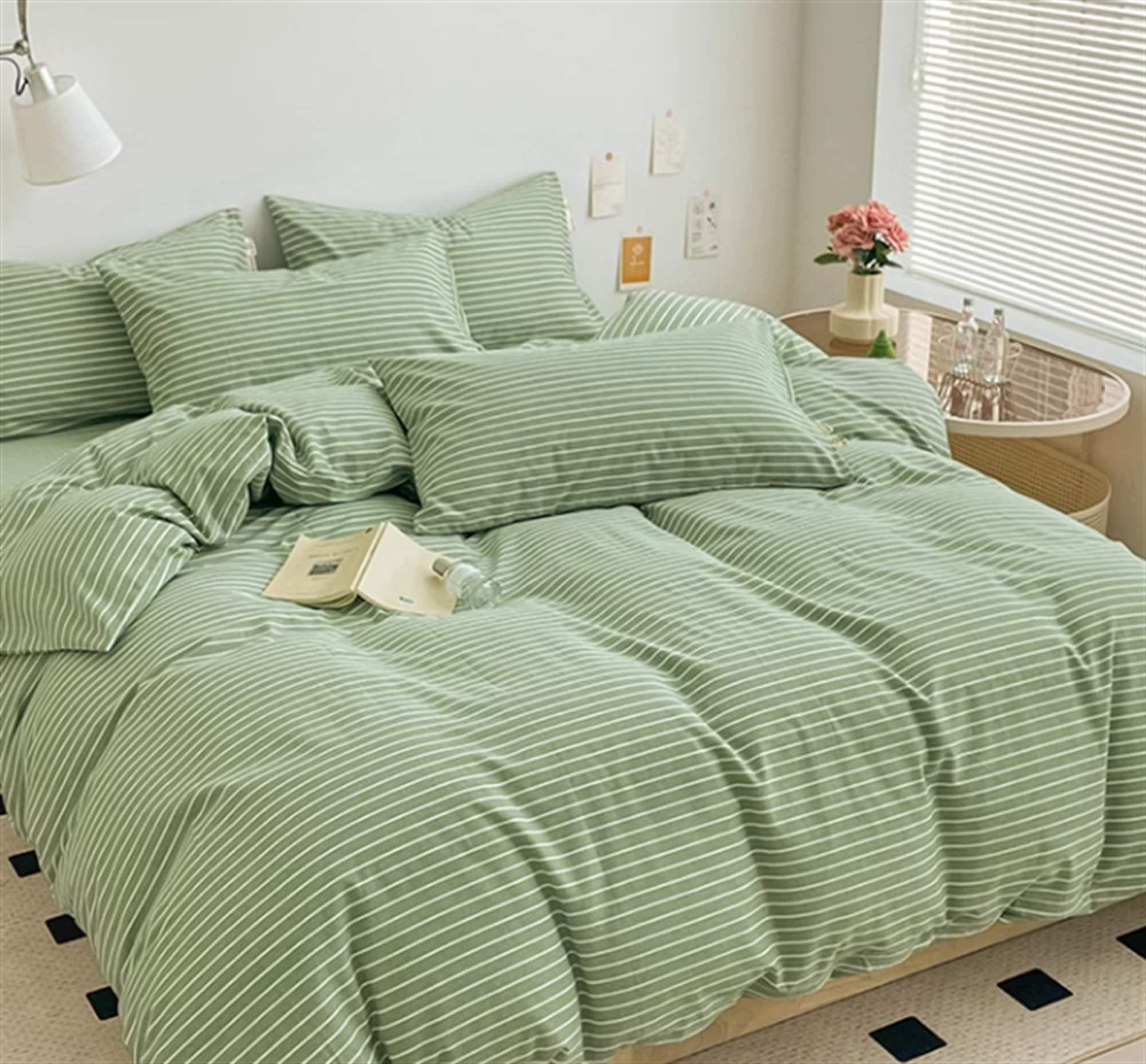 Green Striped Duvet Cover Cotton Thick Winter Duvet Cover Cotton