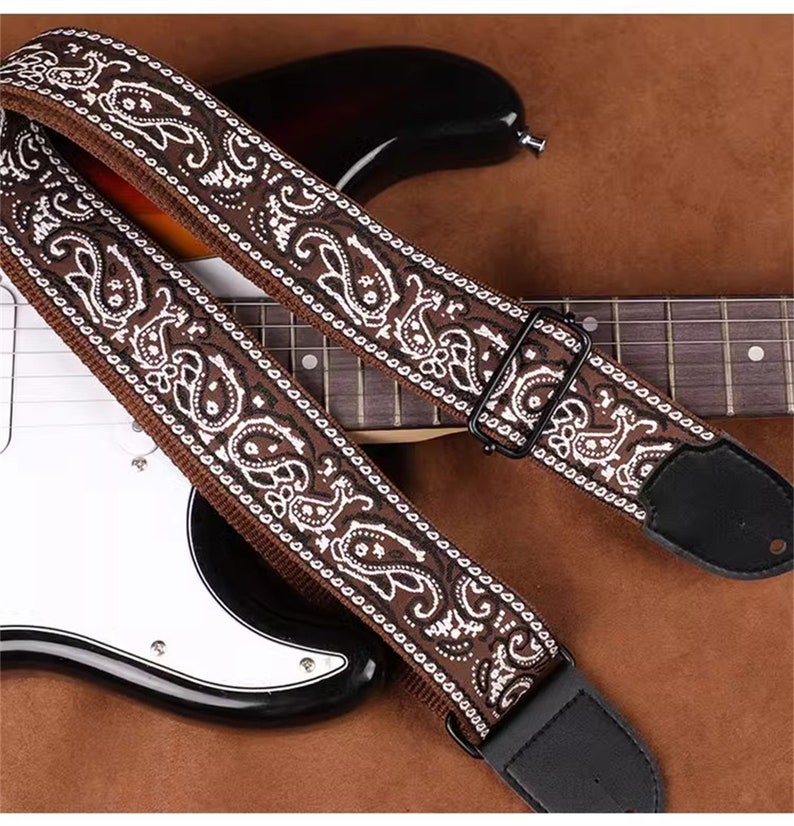 Fish Patterns Guitar Strap Lace Guitar Strap Handmade Strap Electric Guitar Strap Guitar Player Gift Adjustable Bass Strap Gifts For Her Bild 1