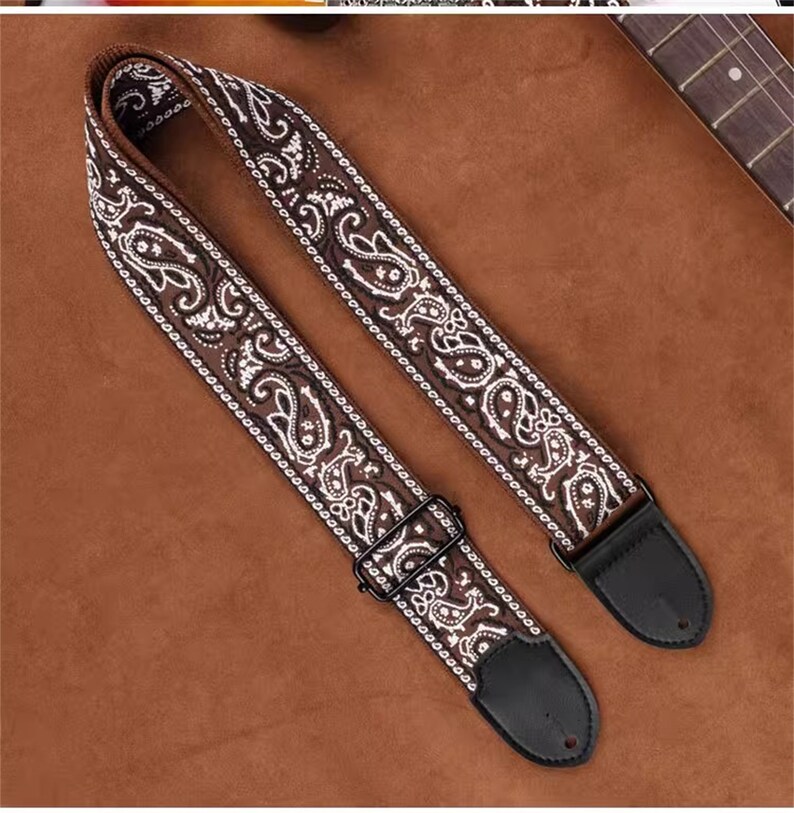 Fish Patterns Guitar Strap Lace Guitar Strap Handmade Strap Electric Guitar Strap Guitar Player Gift Adjustable Bass Strap Gifts For Her Bild 6