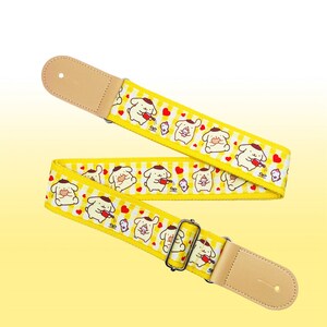 Cute Dogs Pattern Yellow Guitar Strap Handmade Guitar Strap Electric Guitar Strap Guitar Player Gift Adjustable Bass Strap Gift For Her zdjęcie 4