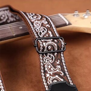 Fish Patterns Guitar Strap Lace Guitar Strap Handmade Strap Electric Guitar Strap Guitar Player Gift Adjustable Bass Strap Gifts For Her Bild 2