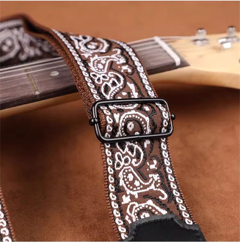 Fish Patterns Guitar Strap Lace Guitar Strap Handmade Strap Electric Guitar Strap Guitar Player Gift Adjustable Bass Strap Gifts For Her Bild 2