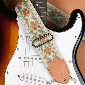 Boho embroidery Guitar Strap Handmade Guitar Strap Electric Guitar Strap Guitar Player Gift Adjustable Bass Strap Gifts For Her