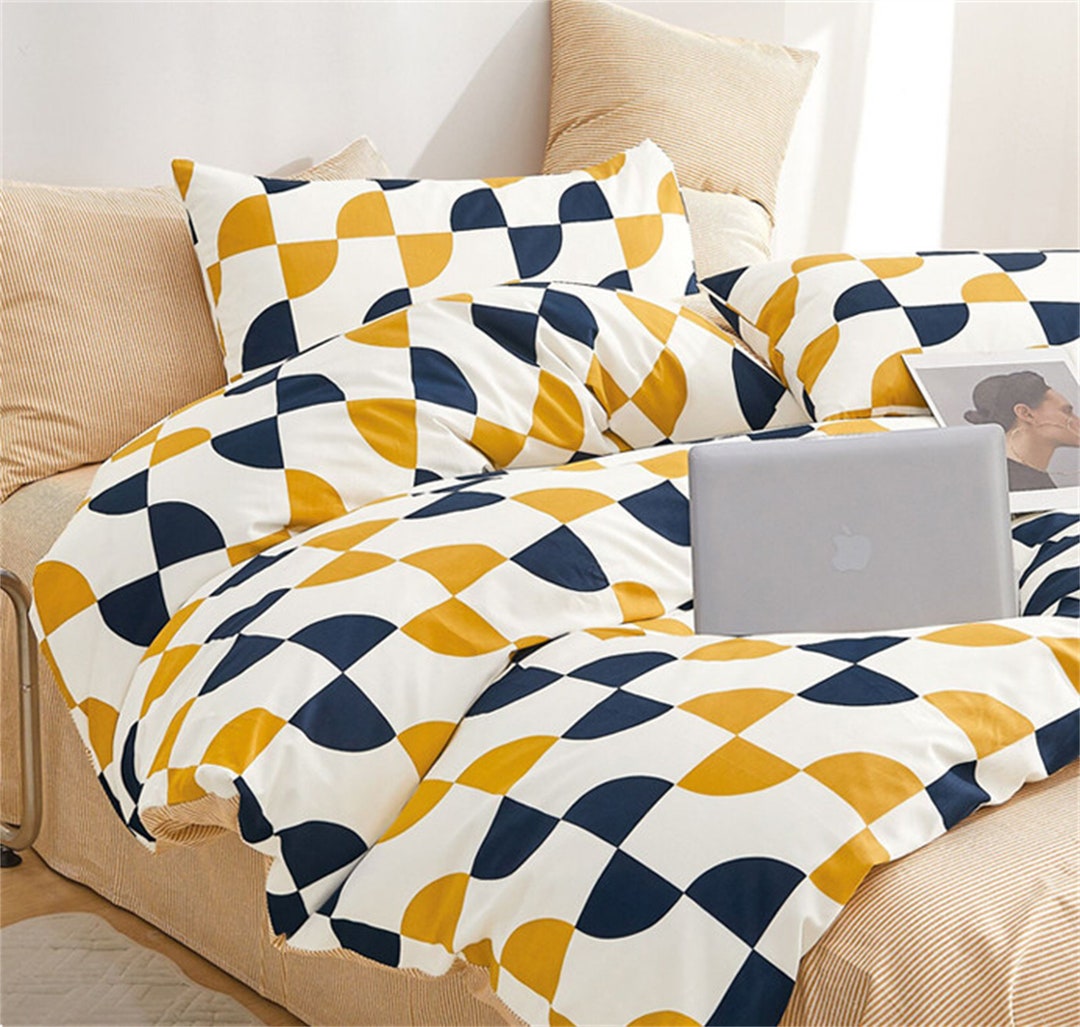 Custom Minimalist Geometric Pattern Duvet Cover Handmade Bedding Set Skinfriendly 100 Cotton