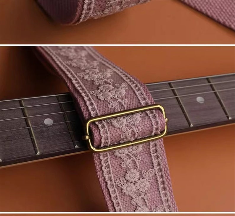 Flower Purple Guitar Strap Floral Lace Guitar Strap Handmade Strap