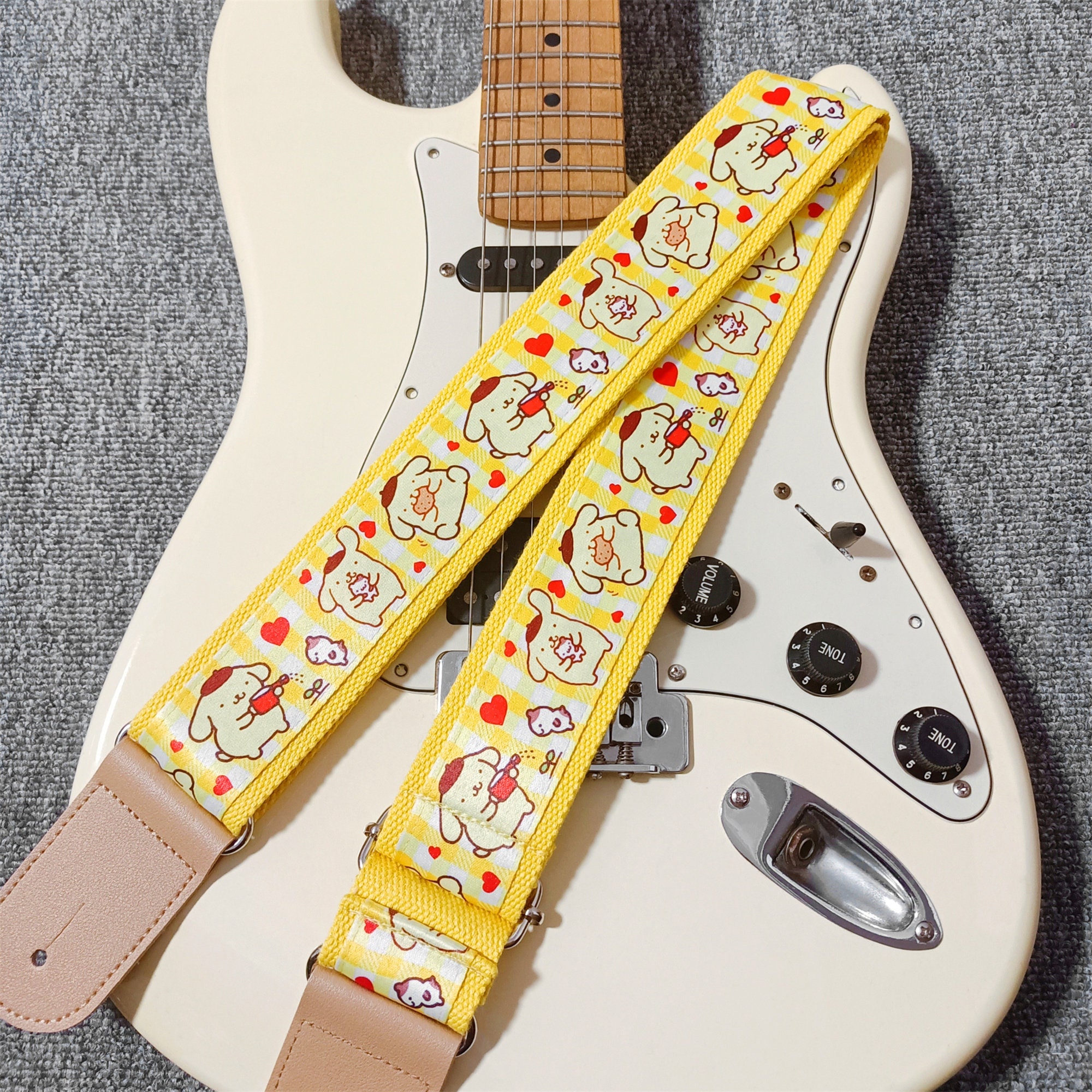 Cotton Guitar Strap Yellow Spring Blossom Flowers Includes 2 Picks + Strap Locks + Strap Button. for Bass, Electric Acoustic Guitar!