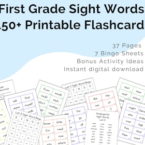First Grade Sight Words Flash Cards Printable Digital Download | Homeschool Games for Kids Learning to Read | Practice High Frequency Words