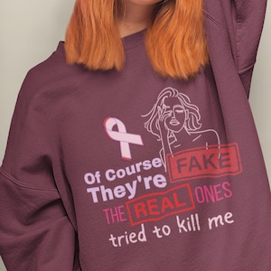 Lustiges Brustkrebs-Aufklärungs-Sweatshirt: Mastektomie Überlebende Pink Ribbon Crewneck