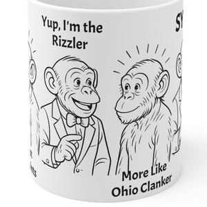 Funny Gen Alpha Slang Chimp Mug: Quirky Cartoon Coffee Cup