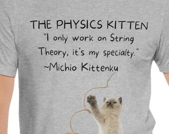 Physics Kitten T-Shirt: String Theory, Geeky Cat Tee