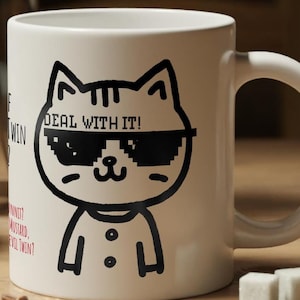Evil Twin or Colonel Mustard Jumbo Mug, 20oz True Crime Cat Lover Gift, Oversized Coffee Cup, Animal Print Tea Cuppa Large Beverage Mug