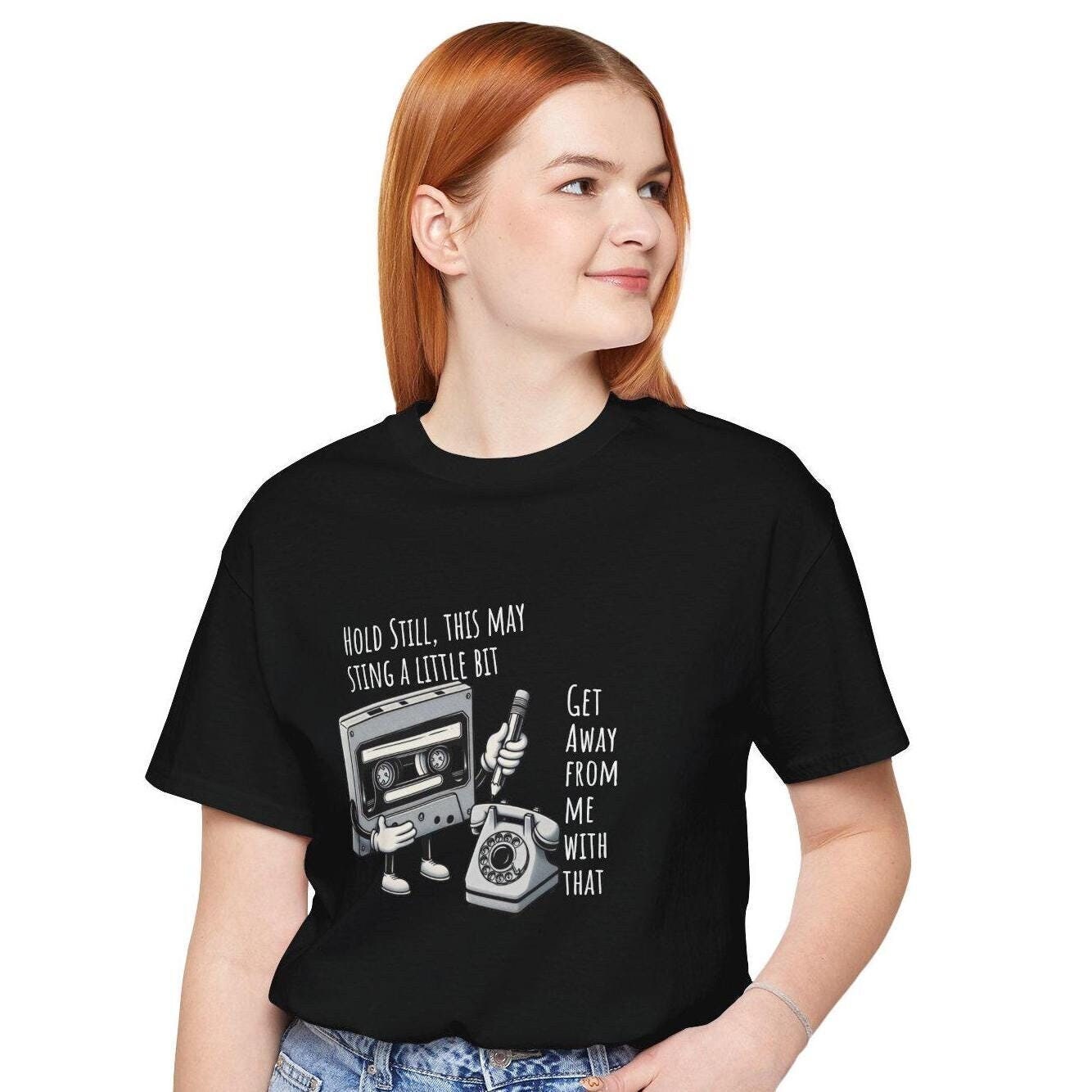 Genx Cassette Tape & Rotary Phone T-shirt: Nostalgic 80s/90s