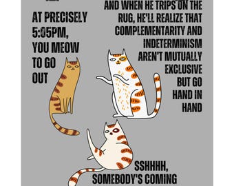 Quantum Physics Gift Idea for the Physics Lab, Cats Teaching Quantum Mechanics to Humans Poster Feline Science Experiment Whimsical Wall Art