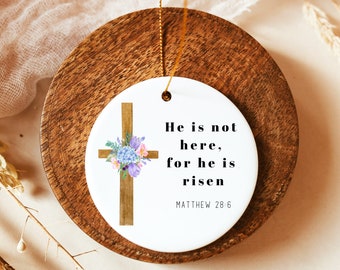 Easter Cross Ornament, Religious Easter Gift, Floral Easter, Easter Keepsake, Personalized Easter, Easter Decoration, Easter Ornament, E20