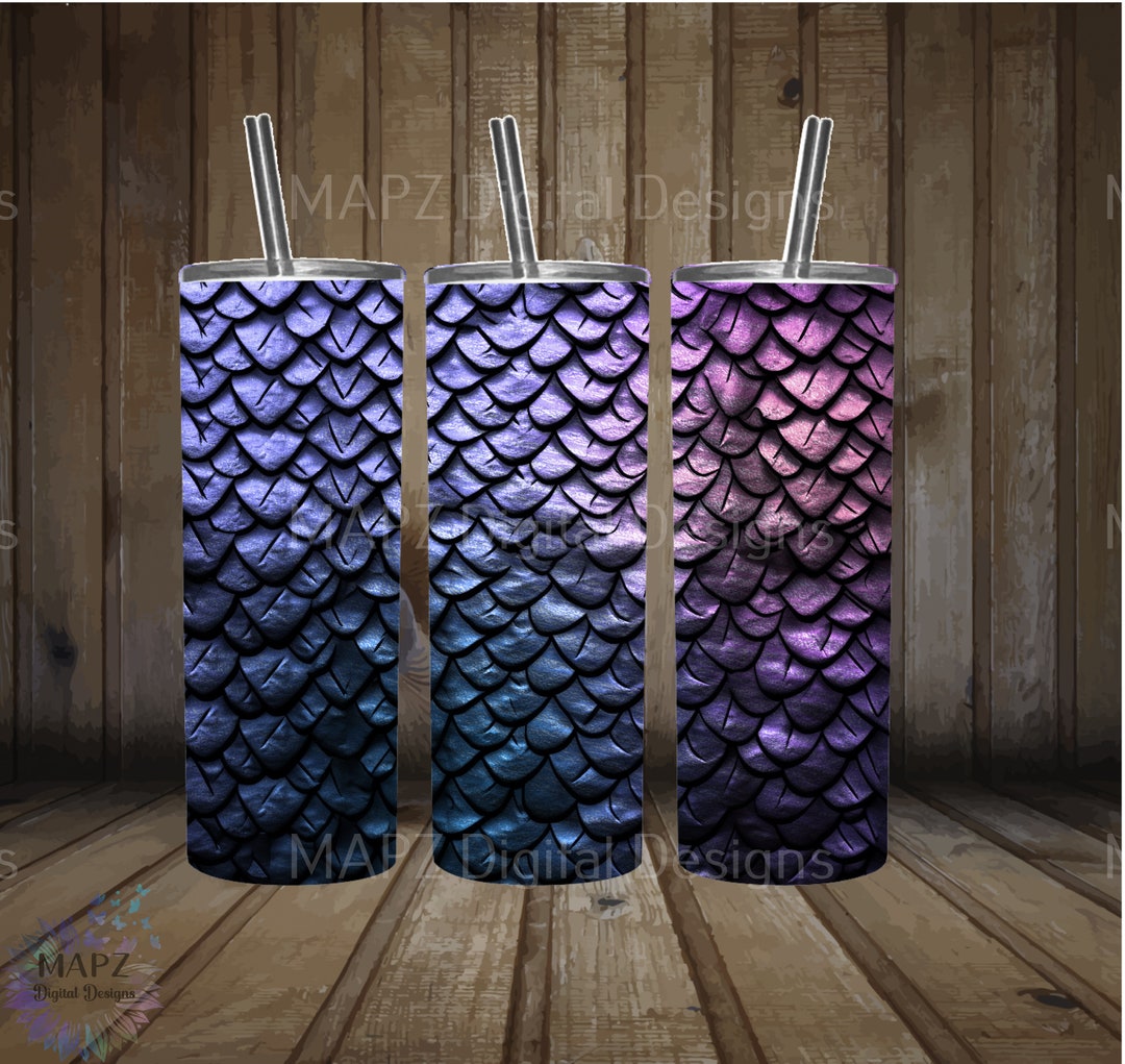 3d Iridescent Dragon Scale Tumbler Wrap, 20 Oz Straight Tumbler Wrap