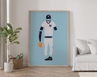 Derek Jeter New York Yankees Baseball Illustration Poster | Digital Download | A5/A4/A3/A2/A1 Wall Art