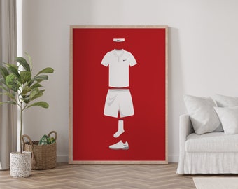 Roger Federer Illustration Tennis Poster | Digital Download | A5/A4/A3/A2/A1 Wall Art