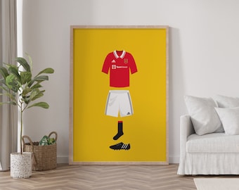 Manchester United Print Football Illustration Poster | Digital Download | A5/A4/A3/A2/A1 Wall Art