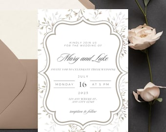 Blooming Romance Hochzeitseinladung: Bearbeitbare Vorlage (Digitaler Download)