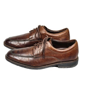 mens brown dress shoes size 11 Carrucci Cognac Brown Lace Up Oxford Leather Dress Shoes, 14 D-M
