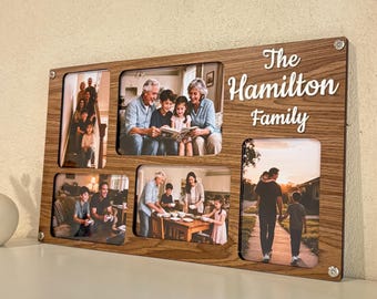 Personalized Family Picture Collage Frame: Custom 3D Letters Wood Multi Photo Frame