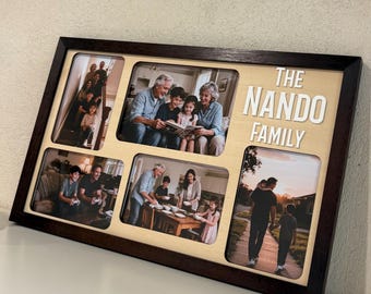 Personalized Family Photo Collage Frame: Custom 3D Letters Wood Photo Display
