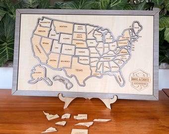 Personalized Wooden USA Travel Map | State Tracker Board | RV Wall Decor | Family Adventure Map