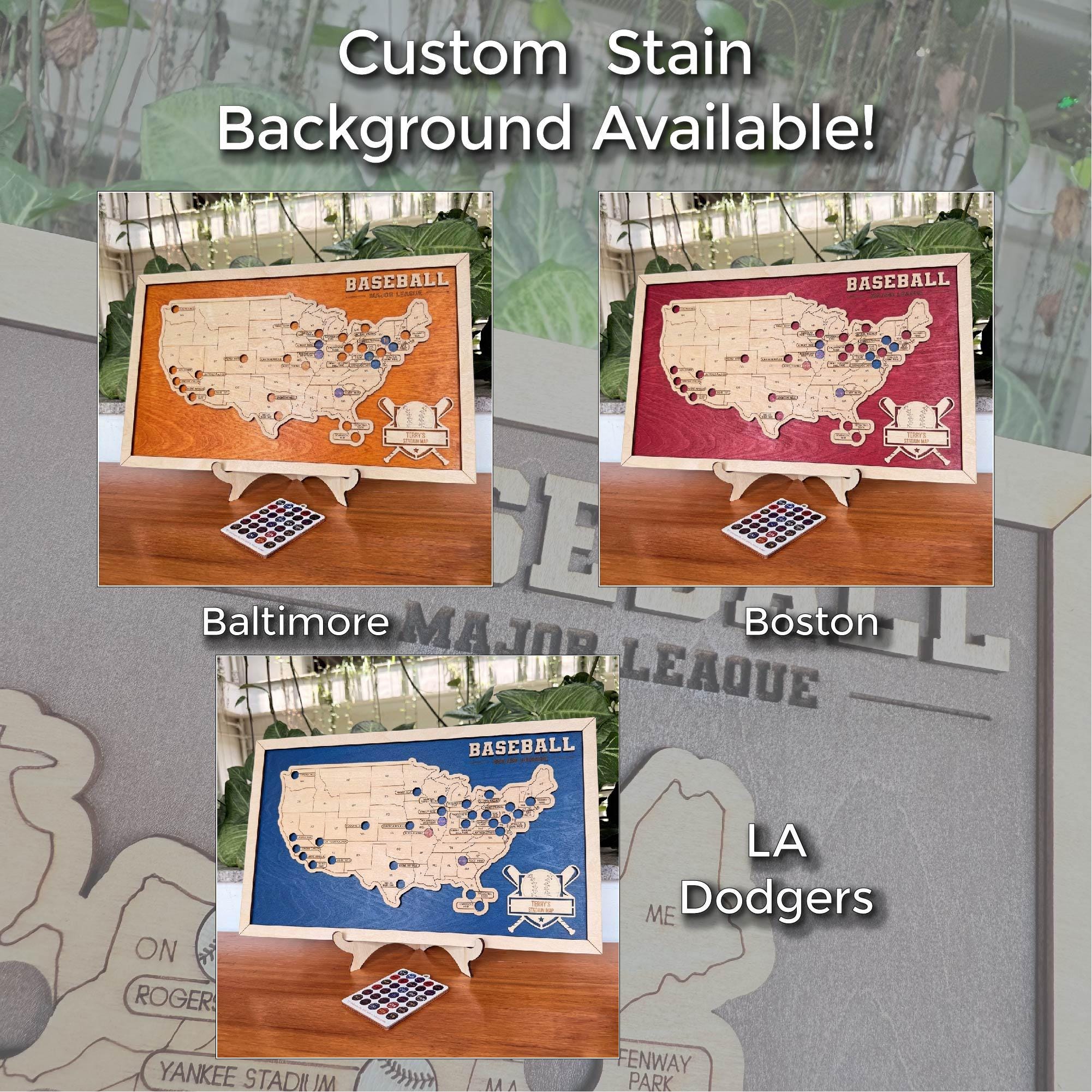 Personalized Baseball Stadium Travel Map | Wooden MLB Ballpark Bucket ...