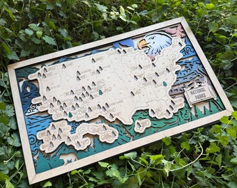 Custom US National Parks Tracker Map: Personalized Adventure Display