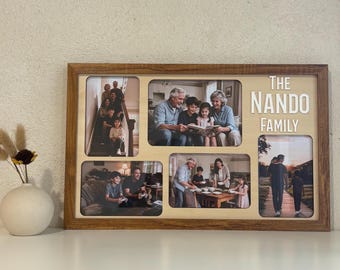 Personalized Family Photo Collage Frame: Custom 3D Letters Wood Photo Display