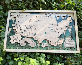 Wooden USA National Parks Travel Map: Rustic Home Decor, Hiker Gift