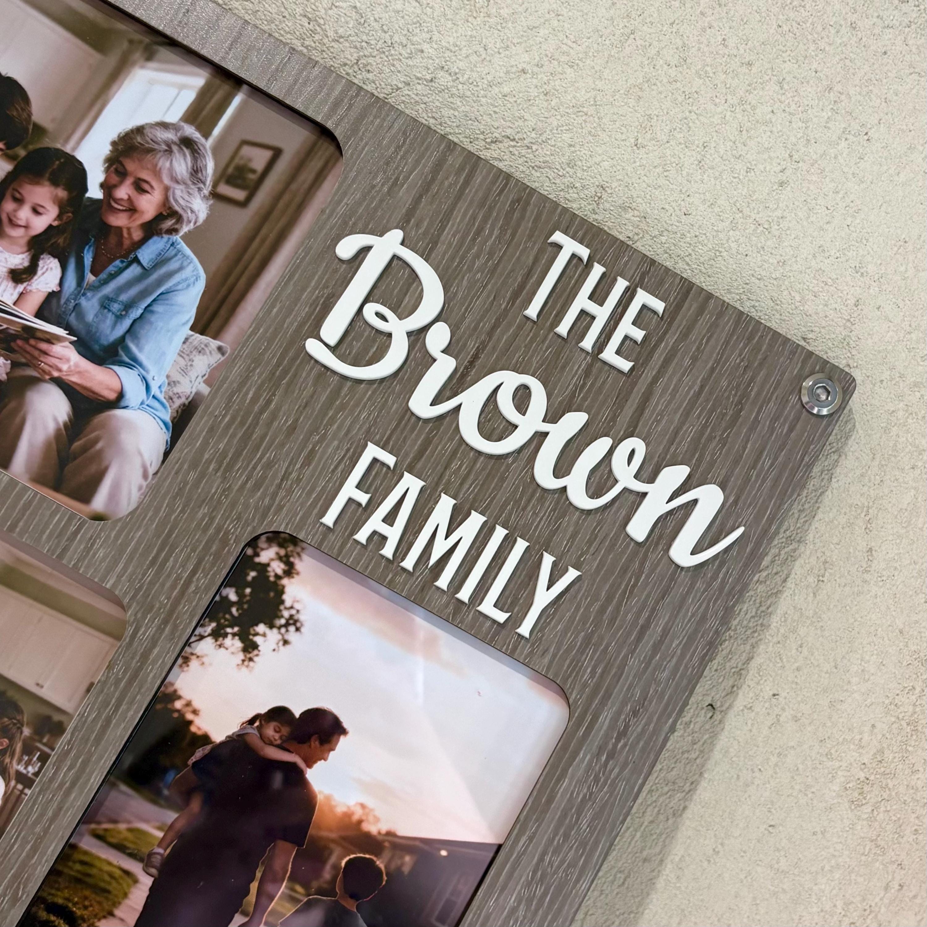 Frame With Letters Personalized Family Picture Collage Frame: Custom 3D Letters Wood Multi ...