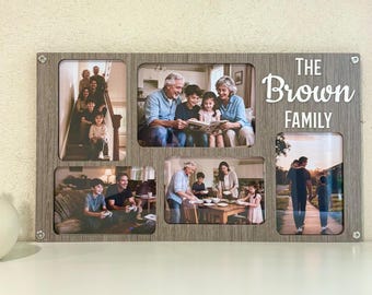 Personalized Family Photo Collage Frame: Custom 3D Letters Wood Multi Picture Display