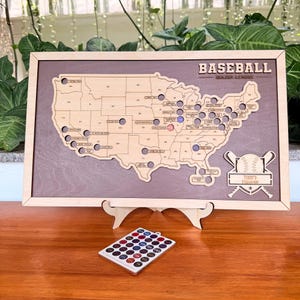 Personalized Baseball Stadium Travel Map | Wooden MLB Ballpark Bucket List - Baseball Major League Merchandise