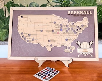 Personalized Baseball Stadium Travel Map | Wooden MLB Ballpark Bucket List - Baseball Major League Merchandise