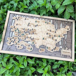 Liste de contrôle personnalisée pour la carte des parcs nationaux | Cadeau pour amateur de plein air | Remise de diplôme