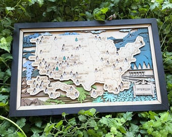 Personalized National Parks Wooden Travel Map: Adventure Checklist Wall Art