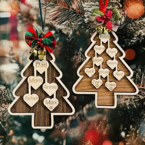 Personalized Christmas Tree Ornaments |  Custom Ornament with Family Member Names | Family Christmas Ornaments | Christmas Tree Decor