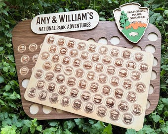 Personalized National Parks Tracker Board: Engraved Wood Push Pin Map