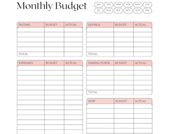 Printable Budget Planner Bundle: Monthly Budget, Savings Tracker & Debt Snowball Sheets