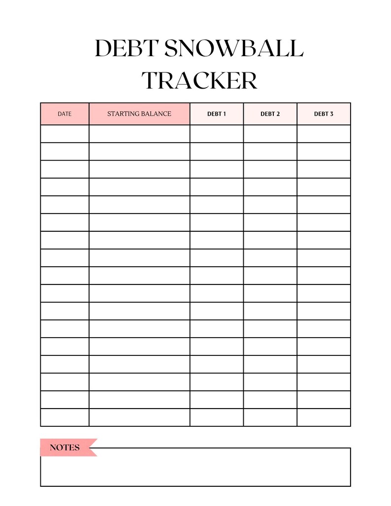 Snowball Structured Note Printable Budget Planner Bundle: Monthly Budget, Savings Tracker & Debt ...