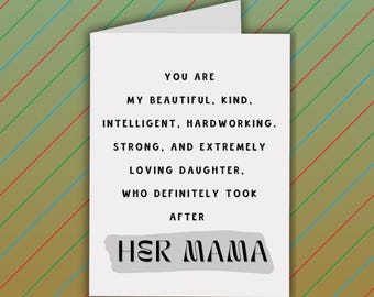 Sweet Daughter Card, Daughter Birthday, Gift from Mom or Dad