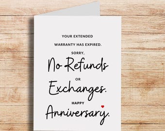 Expired Warranty Funny Anniversary Card - Humorous Anniversary Card For Him Or Her