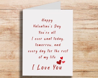 Sweet Valentine Card, Loving Card, For Husband, For Wife, For girlfriend, For Boyfriend, I Love You, Can Be Customized