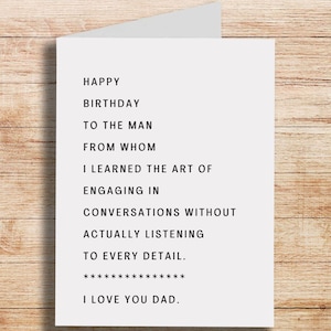 Funny Dad Birthday Card: I Love You Dad