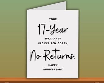 Happy 17th Anniversary!! 水面下 箔押し PR 2枚 Funny 17th Anniversary Card, Seventeen Years Together Card, Your